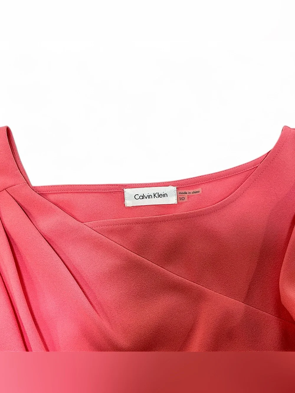 Calvin Klein Pink Asymmetric Draped Neckline Sheath Dress Sze 10